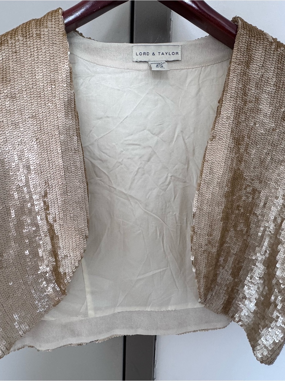 Lord & Taylor gold/rose-gold sequin bolero jacket